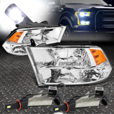 ХРОМИРОВАННАЯ ЧЕТЫРЕХЪЯДЕРНАЯ ФАРА + ЯНТАРНЫЙ УГОЛОК + БЕЛАЯ СВЕТОДИОДНАЯ СИСТЕМА 6000K ДЛЯ 09-17 RAM DS DJ D2