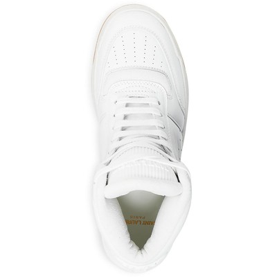 Pre-owned Saint Laurent Womens Faux Leather Lifestyle High-top Sneakers Athletic Bhfo 8022 In White/white