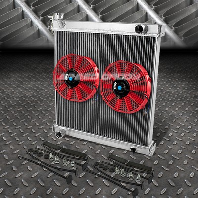 2-РЯДНЫЙ АЛЮМИНИЕВЫЙ РАДИАТОР + 2X9 ВЕНТИЛЯТОРОВ КРАСНОГО ЦВЕТА ДЛЯ JEEP WRANGLER YJ/TJ 97-06 ОБЪЕМОМ 2,4-4,2 л