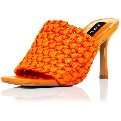 

Aqua Womens Katy Orange Faux Leather Mules Shoes 6.5 Medium (B,M) BHFO 0283, Оранжевый