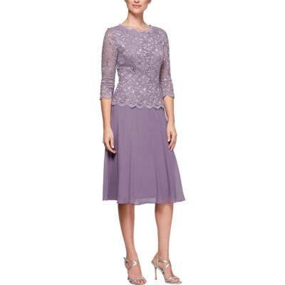 

Alex Evenings Женское фиолетовое кружевное коктейльное платье с пайетками  BHFO 0598, Icy orchid