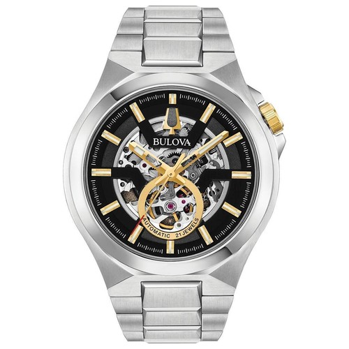 Pre-owned Bulova Men's Watch Maquina Sapphire Automatic Skeleton Dial Bracelet 98a224