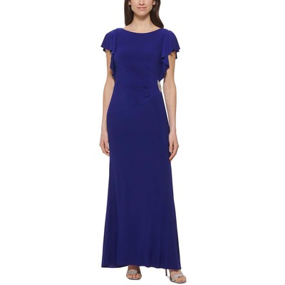 

Jessica Howard Женское синее длинное вечернее платье со сборками  BHFO 1256, Cobalt