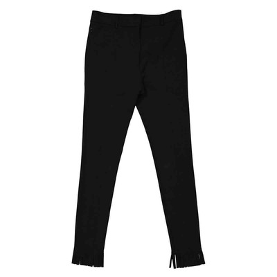 BURBERRY BURBERRY LADIES BLACK FRINGED HEM TROUSERS