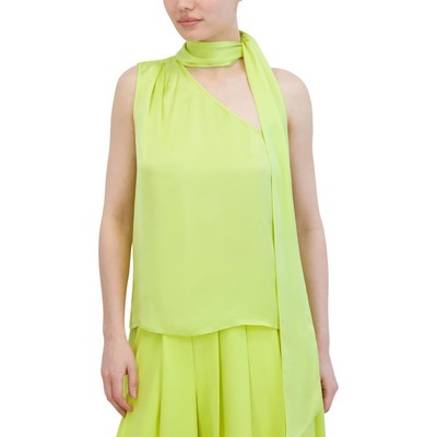 BCBGMAXAZRIA Женская плиссированная блузка с завязкой на шее и одним плечом BHFO 8833