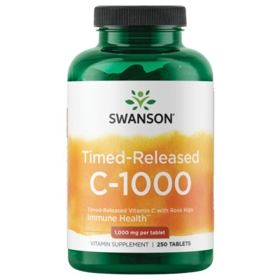 Swanson Timed-Release Vitamin C with Rose Hips Tablets, 1,000 mg, 250 Count