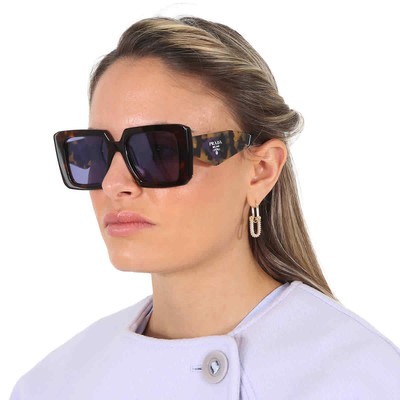 Pre-owned Prada Violet Mirrored Internal Silver Square Ladies Sunglasses Pr 23ys 2au05q 51 In Purple
