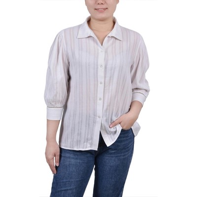 Женская рубашка с белым воротником и пуговицами Petites PL BHFO 5955 из коллекции NY Collection