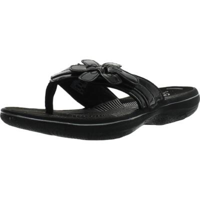Cloudsteppers by Clarks Womens BrinKley Flora H Black Thong Sandals BHFO 9362