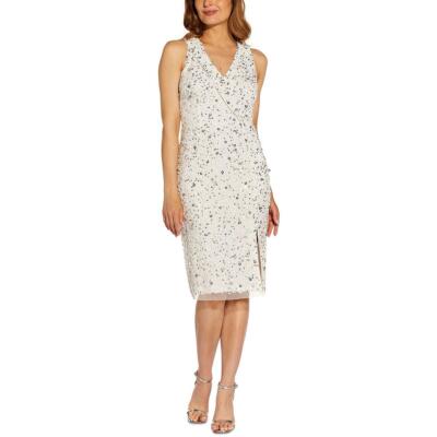 

Женское вечернее платье-футляр до колена Adrianna Papell BHFO 2606, Ivory/silver