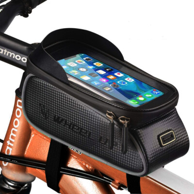 Top Tube Phone Bike Bag Waterproof Touch Screen Frame Bag Compatible w/ iPhone