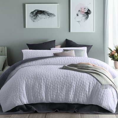 Pebble White Jacquard Quilt Cover Set Queen by Accessorize