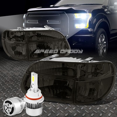 ЗАКОПЧЕННЫЙ КОРПУС, ПРОЗРАЧНАЯ УГЛОВАЯ ФАРА + СВЕТОДИОДНАЯ ЛАМПА 6000K + ПАРА ВЕНТИЛЯТОРОВ ДЛЯ 95-01 EXPLORER