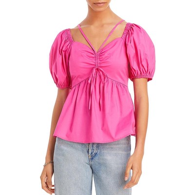 

Женская блуза-рубашка с баской и открытыми плечами Aqua BHFO 3473, Hot pink