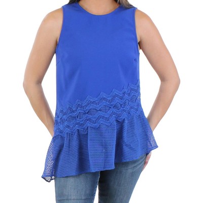 CQ by CQ Женская синяя вышитая рубашка с круглым вырезом на бретелях Cami S BHFO 8544