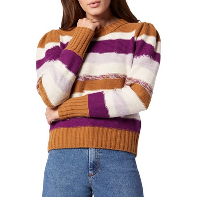 Женский свитер с круглым вырезом Joie Womens Ronsard из фиолетовой шерсти в полоску XS BHFO 2497