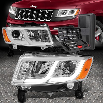 ДЛЯ 14-16 ФАР ПРОЕКТОРА GRAND CHEROKEE LED DRL + НАБОР ИНСТРУМЕНТОВ ХРОМ/ЯНТАРНЫЙ