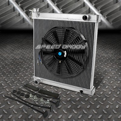 2-РЯДНЫЙ АЛЮМИНИЕВЫЙ РАДИАТОР + 1X16 ВЕНТИЛЯТОРОВ ЧЕРНОГО ЦВЕТА ДЛЯ JEEP WRANGLER YJ/TJ 97-06 ОБЪЕМОМ 2,4-4,2 л
