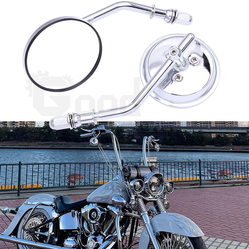 Chrome Round Motorcycle Mirrors For Harley Dyna Street Glide