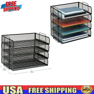 Mind Reader Stackable Metal Mesh Tray File Organizer, Black