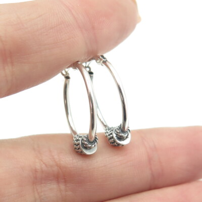 HAN 925 Sterling Silver Dotted Hoop Earrings