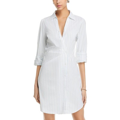 French Connection Womens Isabelle White Striped Collared Shirtdress 0 BHFO 1723