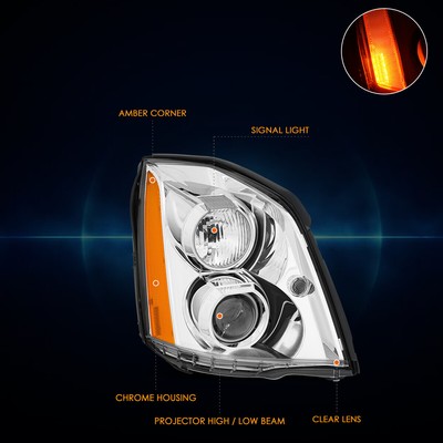 For 06-11 Cadillac DTS Factory Style Right Side HID Projector Headlight Chrome