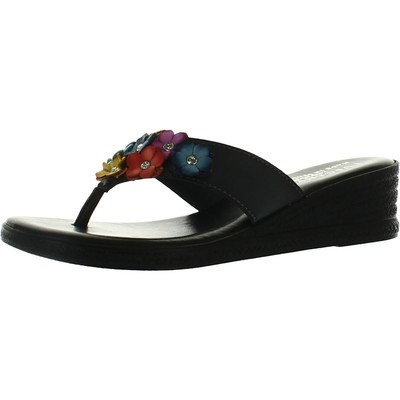 

Женские сандалии на танкетке с цветочным принтом Tuscany By Easy Street Giordana BHFO 9120, Black/multi flowers, Giordana