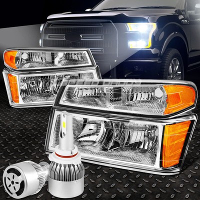 ХРОМИРОВАННАЯ ФАРА + ЯНТАРНЫЙ УГОЛОК + БЕЛЫЙ СВЕТОДИОД 9006 HID с ВЕНТИЛЯТОРОМ ДЛЯ 04-12 COLORADO/CANYON