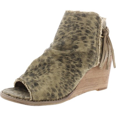 

Женские туфли на танкетке на молнии Very G Keely Canvas с открытым носком BHFO 0971, Tan, Keely