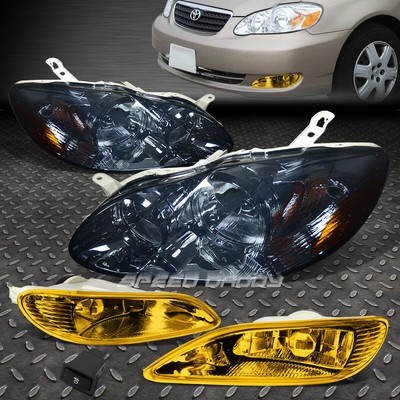 ЗАКОПЧЕННЫЙ КОРПУС ФАРЫ + ЖЕЛТЫЙ БОКОВОЙ ФОНАРЬ + ЖЕЛТАЯ ПРОТИВОТУМАННАЯ ФАРА ДЛЯ 05-08 COROLLA E120