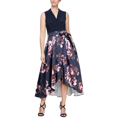 

Женское темно-синее вечернее платье с цветочным принтом SLNY  BHFO 2770, Navy multi