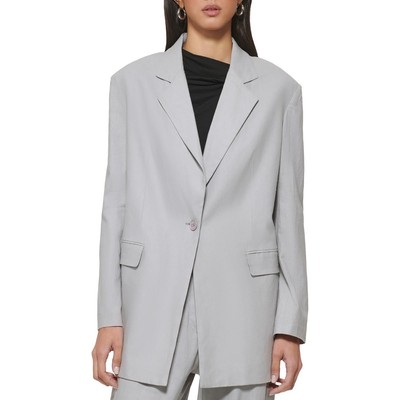 Женский серый льняной деловой офисный блейзер на двух пуговицах DKNY XL BHFO 3995