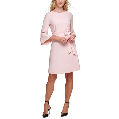 Женское розовое офисное платье до колена с рукавами-колокольчиками DKNY для работы 16 BHFO 1817