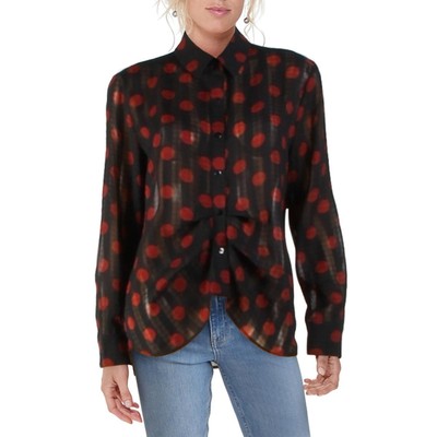 

Женская темно-синяя рубашка на пуговицах в горошек с рюшами Patrizia Luca  BHFO 3162, Navy