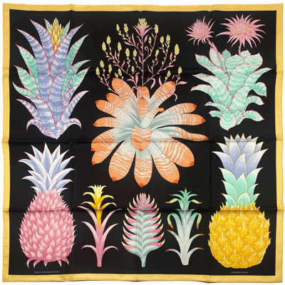 NWT Hermes Scarf INDEX BROMELIACEAE 90cm Silk Carre Foulard KATIE SCOTT
