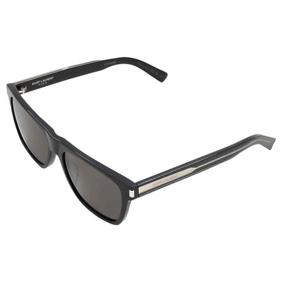 Pre-owned Saint Laurent Grey Browline Men's Sunglasses Sl 619 001 56 Sl 619 001 56 In Gray