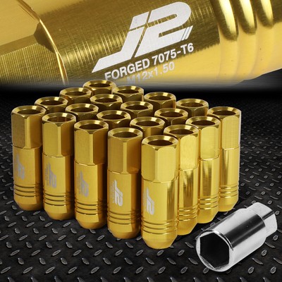 J2 ENGINEERING 7075 АЛЮМИНИЙ M12X1.5 20ШТ 60 ММ ГАЙКИ С ОТКРЫТЫМИ НАКОНЕЧНИКАМИ + ПЕРЕХОДНИК ЗОЛОТОЙ
