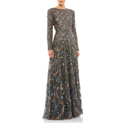 Женское серое вечернее платье Mac Duggal с украшением 14 BHFO 6136