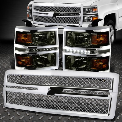 ФАРА С ДЫМЧАТЫМ КОРПУСОМ + LED DRL + ЯНТАРНЫЙ СИГНАЛ + РЕШЕТКА ИЗ АБС-ПЛАСТИКА ДЛЯ 14-15 SILVERADO