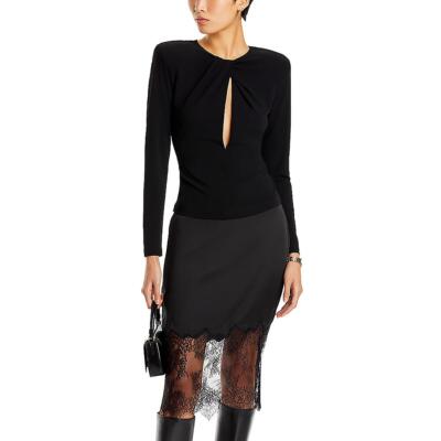 Anine Bing Womens Cut Out Shoulder Pads Long Sleeves Blouse Top BHFO 6604