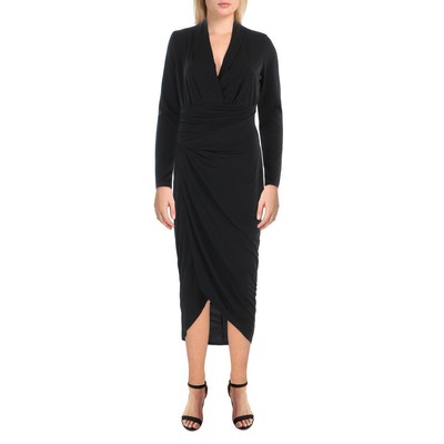 

Женское черное платье миди со сборками до щиколотки Lisa - Lucy  BHFO 1384, Balack