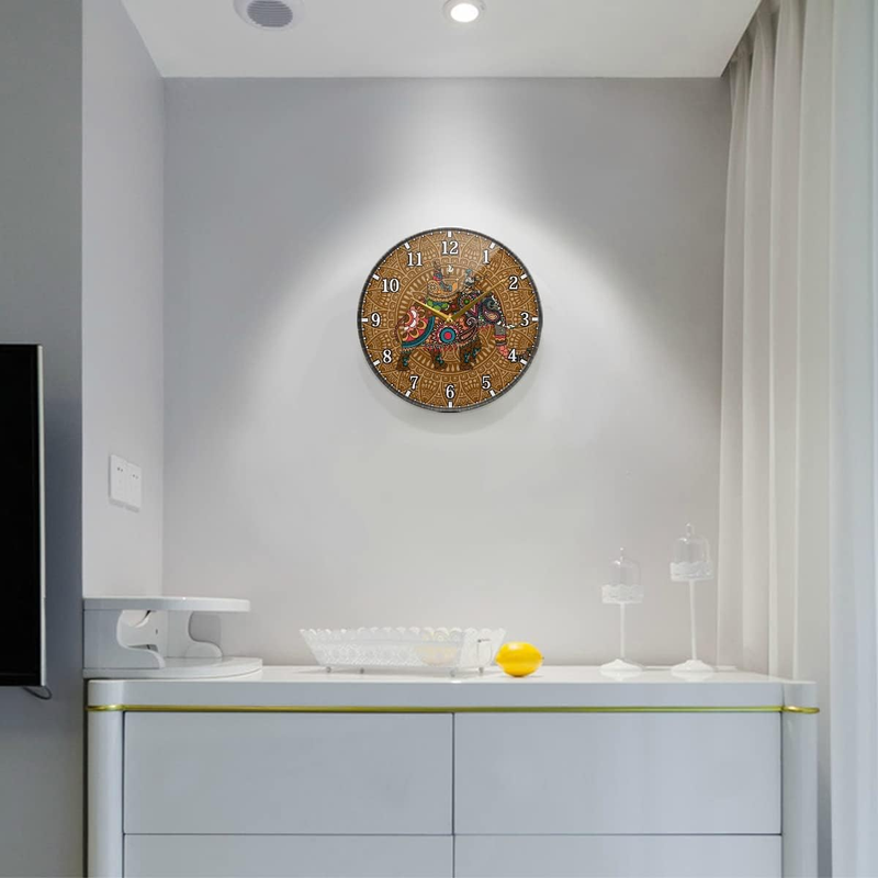 Indian Elephant Wall Clock Silent Acrylic Quartz Wall Clocks Analog Non-Ticking