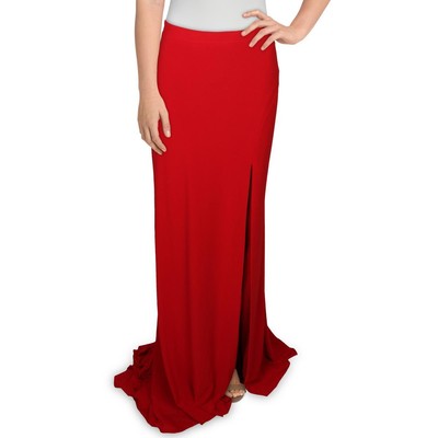 

Mac Duggal Женская красная вязаная длинная макси-юбка с разрезом спереди  BHFO 0228, Красный