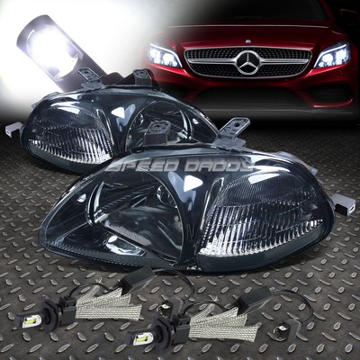 ФАРА С ДЫМЧАТЫМИ ЛИНЗАМИ + ПРОЗРАЧНЫЙ УГОЛ + СИСТЕМА БЕЛЫХ СВЕТОДИОДОВ 6000K ДЛЯ CIVIC 96-98