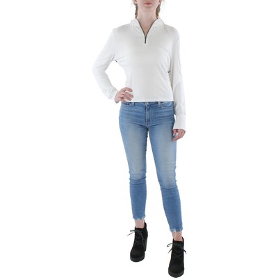 Женская белая футболка на молнии в рубчик с боковой полосой Tommy Jeans M BHFO 9204