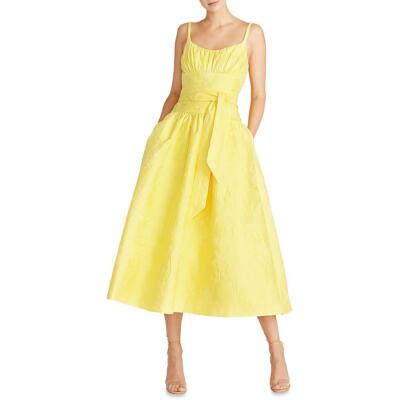 

ML Monique Lhuillier Женское текстурированное платье с рюшами и пышной юбкой BHFO 3543, Daffodil