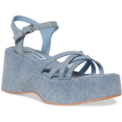 Женские босоножки на танкетке Steve Madden Crazy 30 синего цвета, размер 11, средний (B, M), BHFO 9249