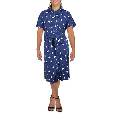 

Женское плиссированное платье-рубашка миди с узором Lauren Ralph Lauren BHFO 4818, Синий