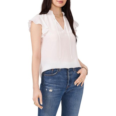 1.Женская белая блузка с V-образным вырезом и коротким рукавом State Womens XL BHFO 2551